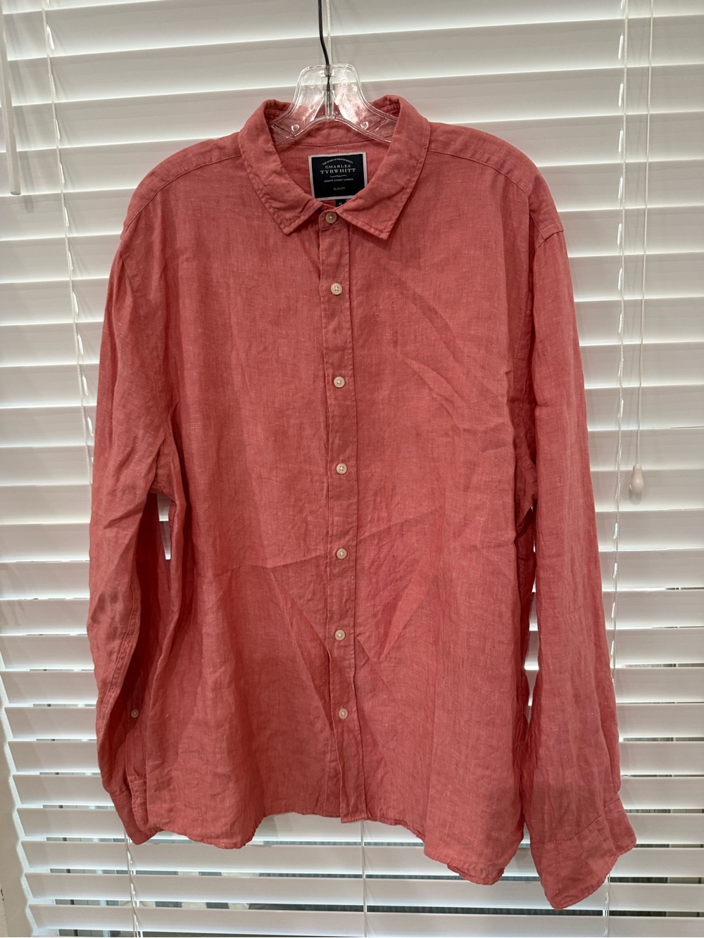 Charles Tyrwhitt Men's 100% Linen Button-Down
slim fit XL coral